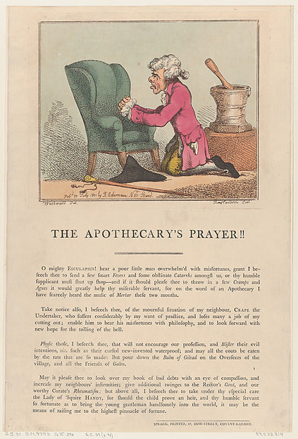 After George Moutard Woodward:The Apothecary's Prayer!! July-16x12"(A3) Poster