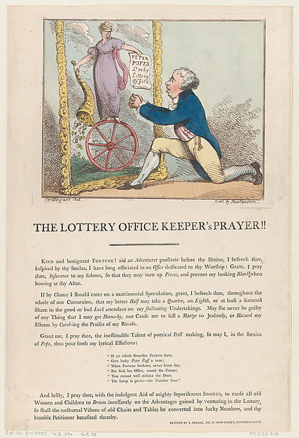 After George Moutard Woodward:The Lottery Office Keeper's Pr-16x12"(A3) Poster