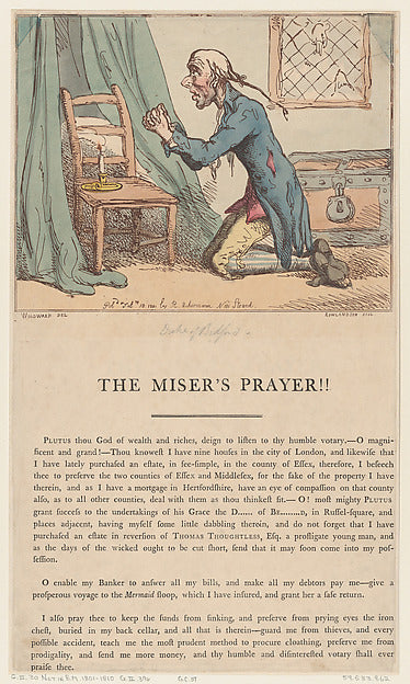 After George Moutard Woodward:The Miser's Prayer Feb 10, 180-16x12"(A3) Poster