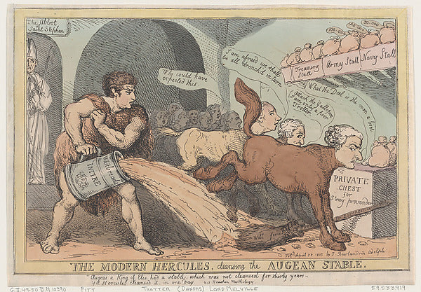 Thomas Rowlandson:The Modern Hercules Cleansing the Augean S-16x12"(A3) Poster