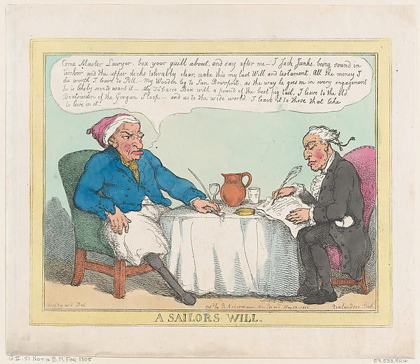 Thomas Rowlandson ,After George Moutard Woodward:A Sailor's -16x12"(A3) Poster