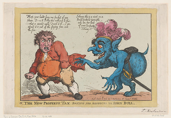 Thomas Rowlandson:The New Property Tax Paying His Respects T-16x12"(A3) Poster