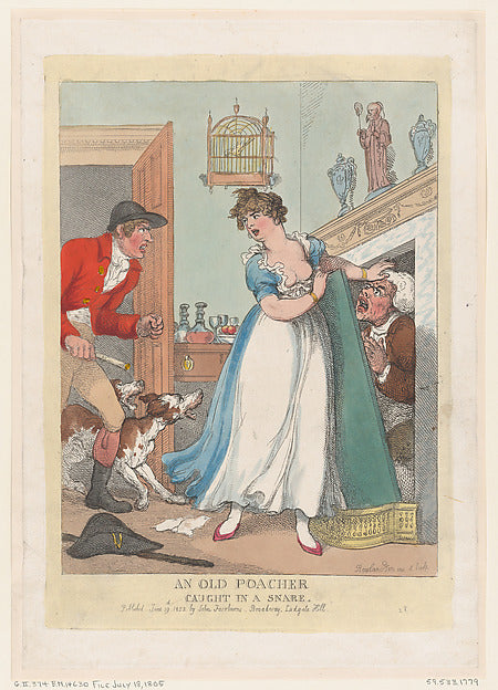 Thomas Rowlandson:An Old Poacher Caught in a Snare June 19, -16x12"(A3) Poster
