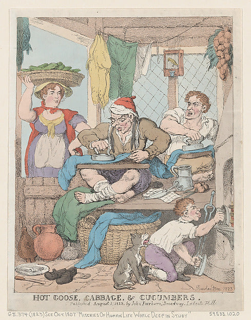 Thomas Rowlandson:Hot Goose Cabbage & Cucumbers 1823-16x12"(A3) Poster