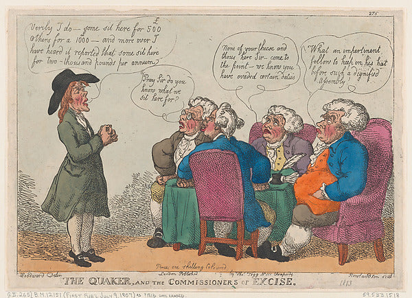 Thomas Rowlandson:The Quaker and the Commissioners of Excise-16x12"(A3) Poster