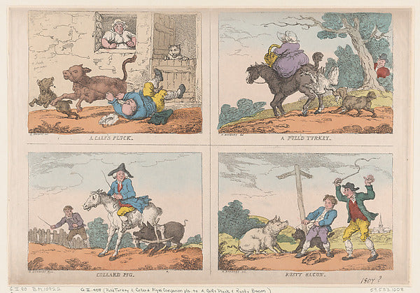 Thomas Rowlandson , After Henry William Bunbury:Pull'd Turke-16x12"(A3) Poster