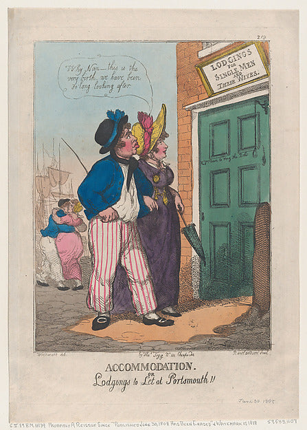 Thomas Rowlandson:Accomodation or Lodgings to Let at Portsmo-16x12"(A3) Poster