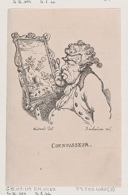 Thomas Rowlandson , After George Moutard Woodward:Connoisseu-16x12"(A3) Poster