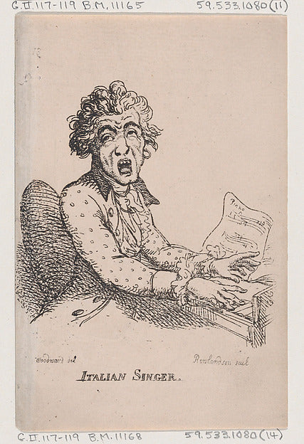 Thomas Rowlandson , After George Moutard Woodward:Italian Si-16x12"(A3) Poster