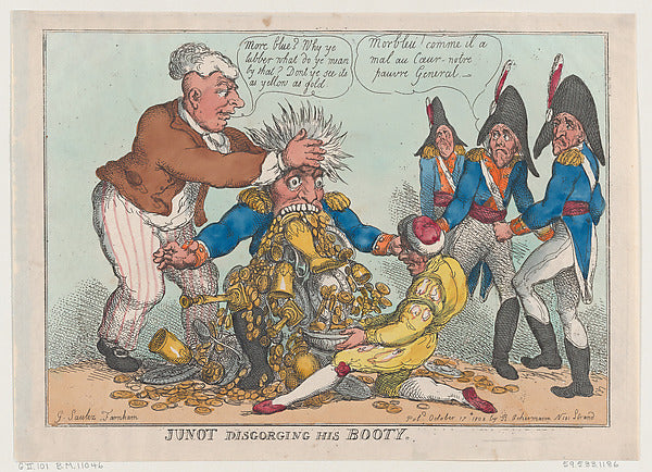 Thomas Rowlandson , After G. Saulez Farnham:Junot Disgorging-16x12"(A3) Poster