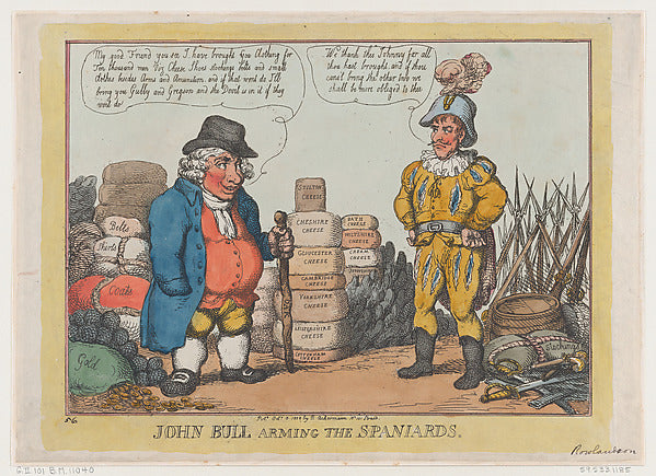 Thomas Rowlandson , After George Moutard Woodward:John Bull -16x12"(A3) Poster