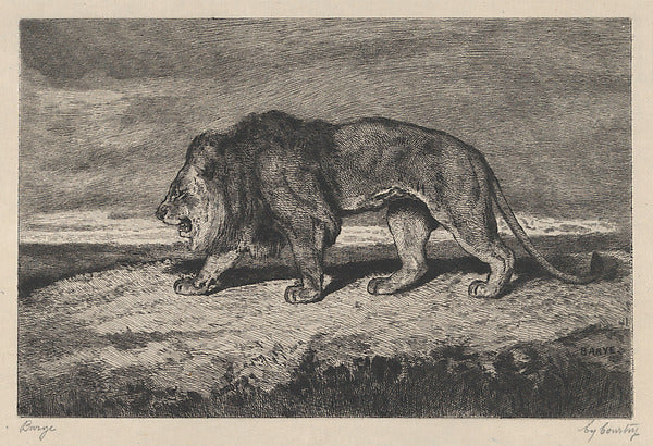Lion walking 1866–1897-After Antoine-Louis Barye, Poster Print