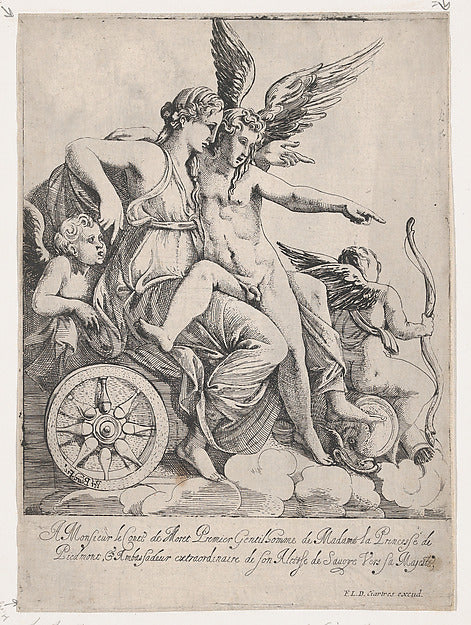 Pierre Biard II , After Girolamo Romanino:Venus and Cupid on-16x12"(A3) Poster
