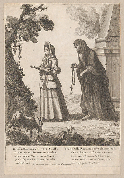 Nicholas Boucquet:Young Roman Girl Going for a Walk 1648–170-16x12"(A3) Poster