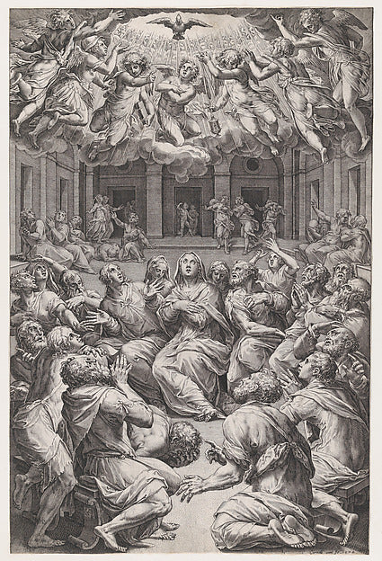 Cornelis Cort , After Giorgio Vasari:The Pentecost 1574-16x12"(A3) Poster