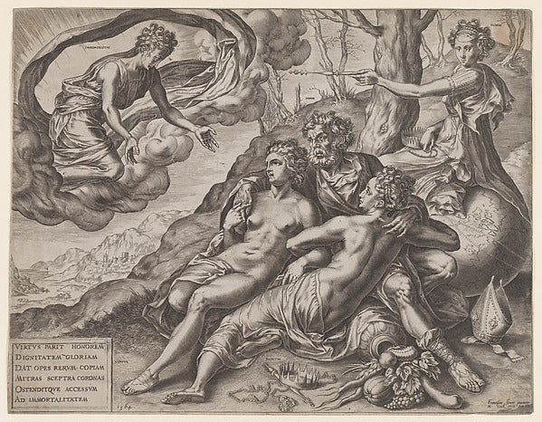 Cornelis Cort , After Frans Floris I:The Immortal Rewards of-16x12"(A3) Poster