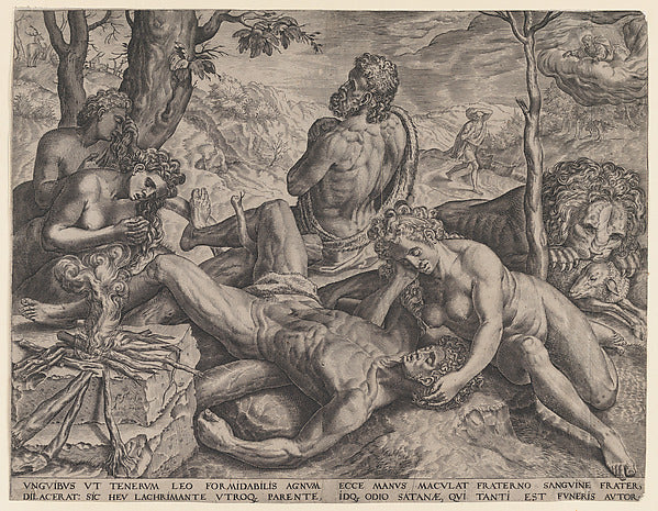 Adam and Eve Lamenting the Death of Abel 1564-Cornelis Cort,A,  Poster Print Wall Art