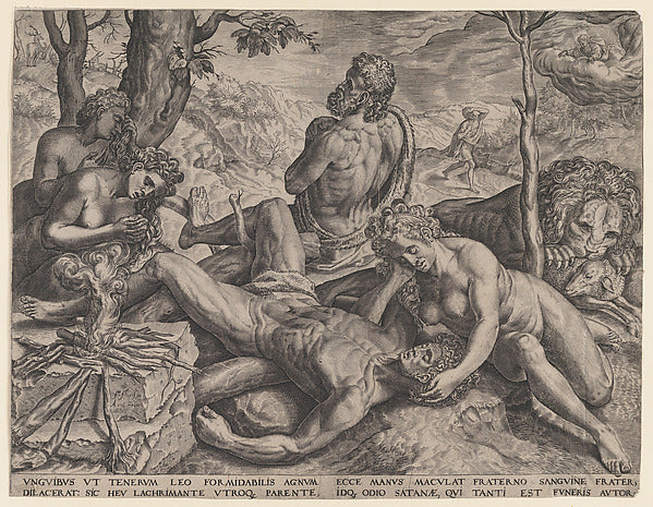 Adam and Eve Lamenting the Death of Abel 1564-Cornelis Cort,A,16x12