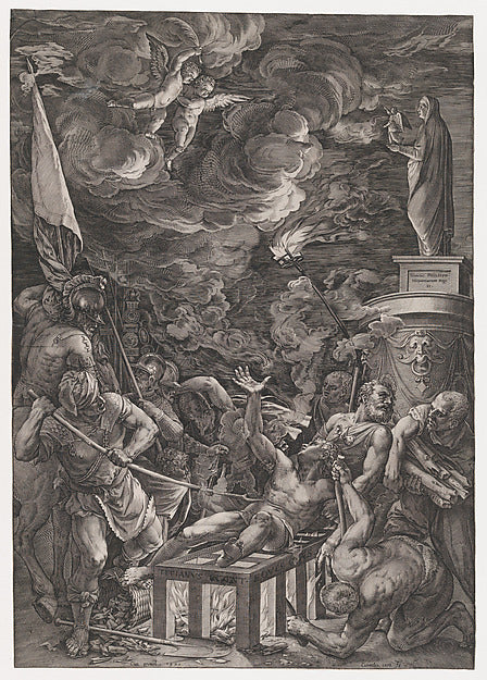 Martyrdom of St. Lawrence 1571-Cornelis Cort,After Titian ,  Poster Print Wall Art