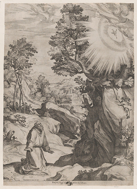 Cornelis Cort , After Girolamo Muziano:St Francis Penitent i-16x12"(A3) Poster