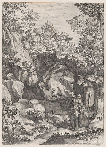 Cornelis Cort , After Girolamo Muziano:Mary Magdalen Repenta-16x12"(A3) Poster