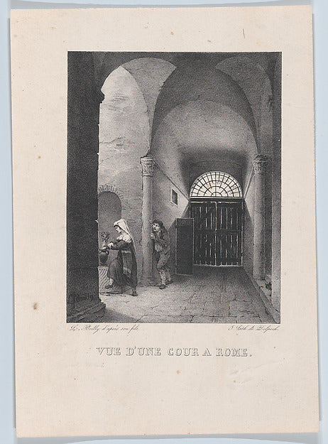 View of a Courtyard in Rome 1826-Louis Léopold Boilly, After J,16x12"(A3)Poster