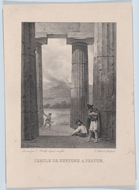The Temple of Neptune in Pestum 1826-Louis Léopold Boilly, Aft,  Poster Print Wall Art