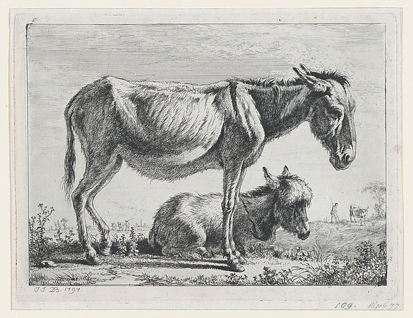 Jenny with its Foal 1797-Jean Jacques de Boissieu,16x12"(A3) Poster