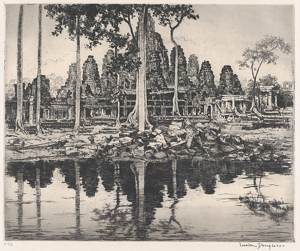 The Bayon at Sunset – Angkor Thom c1927-Lucille Sinclair Dougl,  Poster Print Wall Art