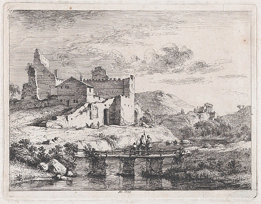 Small Bridge on Three Piers 1773-Jean Jacques de Boissieu,16x12"(A3) Poster