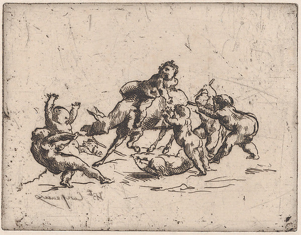 Bacchanale with Children and Donkey 19th cent-Jean-Baptiste Ca,  Poster Print