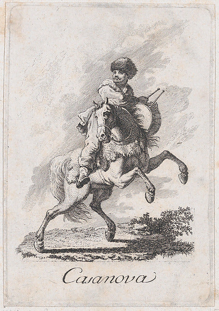 Possibly Francesco Casanova:Three views of the head of a man-16x12"(A3) Poster