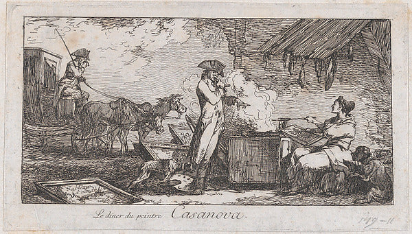 Possibly Francesco Casanova:The Dinner of the Painter Casano-16x12"(A3) Poster