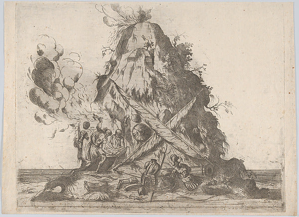 Anonymous, German, 16th century:Volcano at center with black-16x12"(A3) Poster