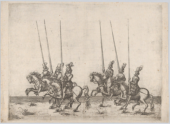 Anonymous, German, 16th century:Procession with six men ridi-16x12"(A3) Poster
