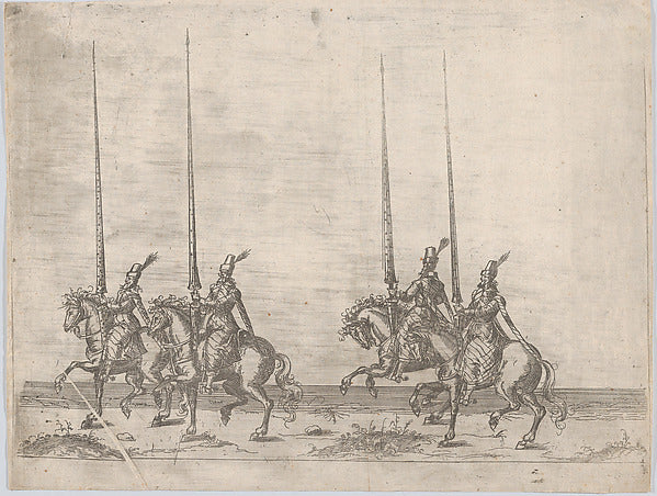 Anonymous, German, 16th century:Procession with four men rid-16x12"(A3) Poster