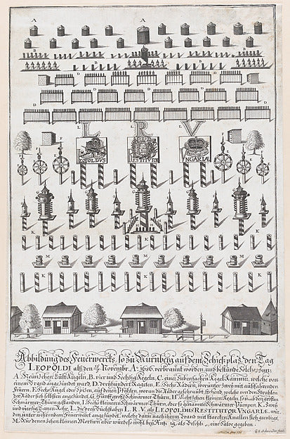 G.I. Schneider:Plan for the fireworks display in honor of Em-16x12"(A3) Poster