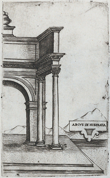Formerly attributed to Master G.A.:Pantheon Rome from a Seri-16x12"(A3) Poster