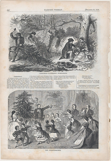 Christmas – Gathering Evergreens  December 25, 1858-Winslow Ho,  Poster Print Wall Art