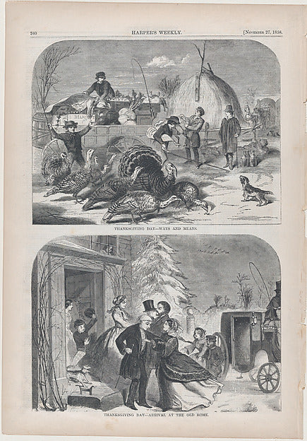 Thanksgiving Day – Ways and Means  November 27, 1858-Winslow H,  Poster Print