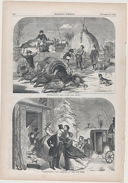 Thanksgiving Day –  Arrival At the Old Home  November 27, 1858,  Poster Print