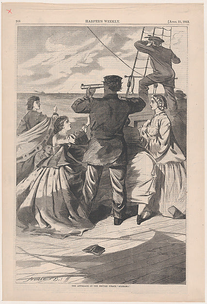 The Approach of the British Pirate "Alabama"  April 25, 1863-W,  Poster Print