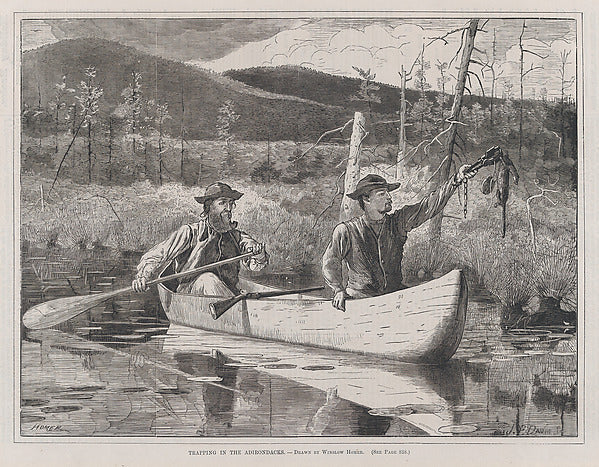 Trapping in the Adirondacks – Drawn by Winslow Homer  October,  Poster Print Wall Art