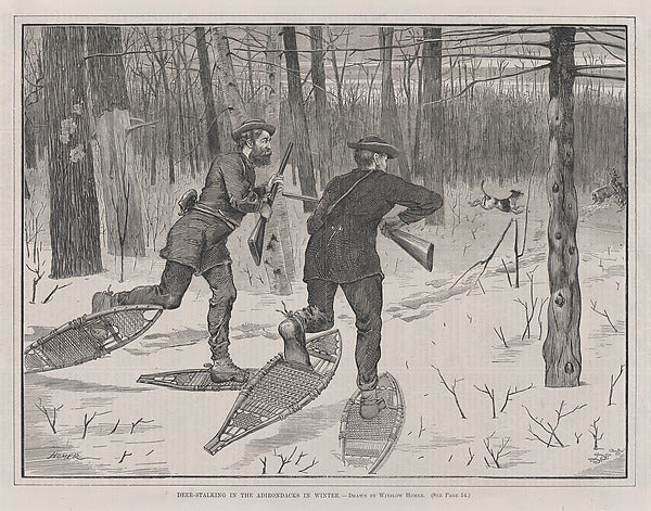 Deer-Stalking in the Adirondacks in Winter – Drawn by Winslow,  Poster Print Wall Art