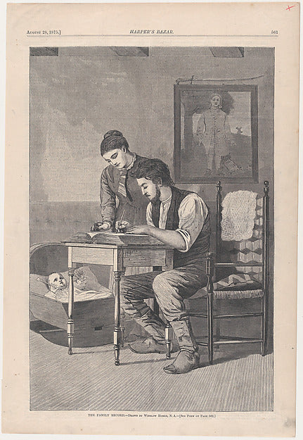 The Family Record – Drawn by Winslow Homer  NA  August 28, 187,  Poster Print