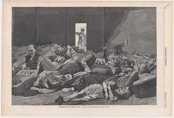 Station-House Lodgers – From a Drawing by Winslow Homer  Febru,  Poster Print