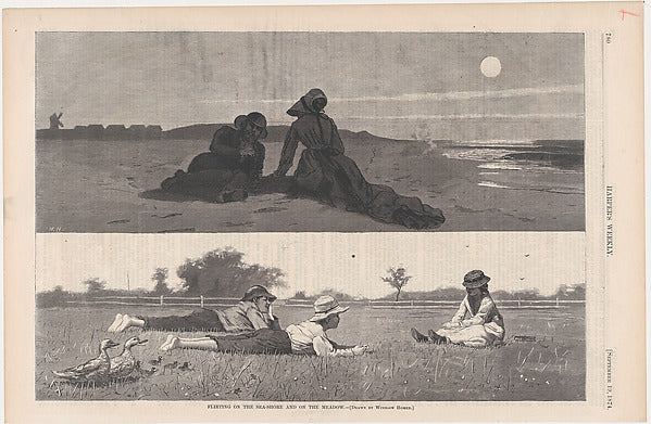 Flirting on the Sea-Shore and on the Meadow – Drawn by Winslow,  Poster Print