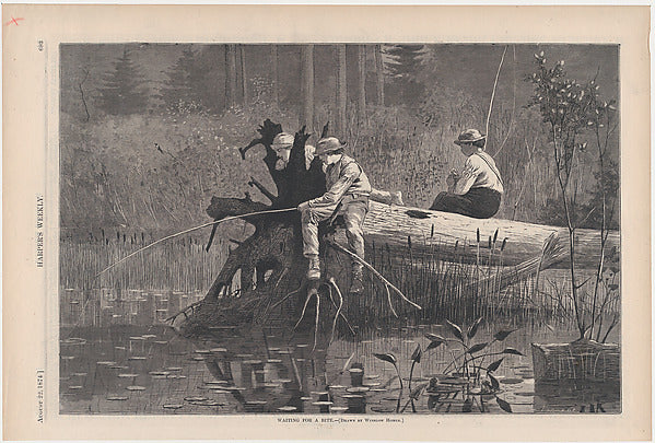 Waiting for a Bite – Drawn by Winslow Homer  August 22, 1874-,  Poster Print