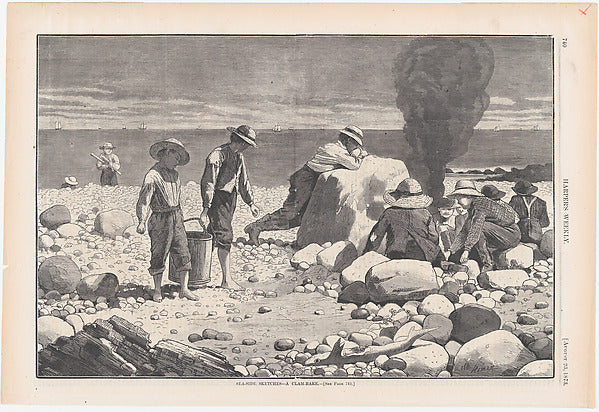 Sea-side Sketches – A Clam Bake  August 23,1873-,  Poster Print Wall Art