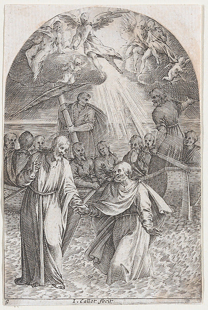 Jacques Callot:Christ Walking on Water Holding the Hand of S-16x12"(A3) Poster